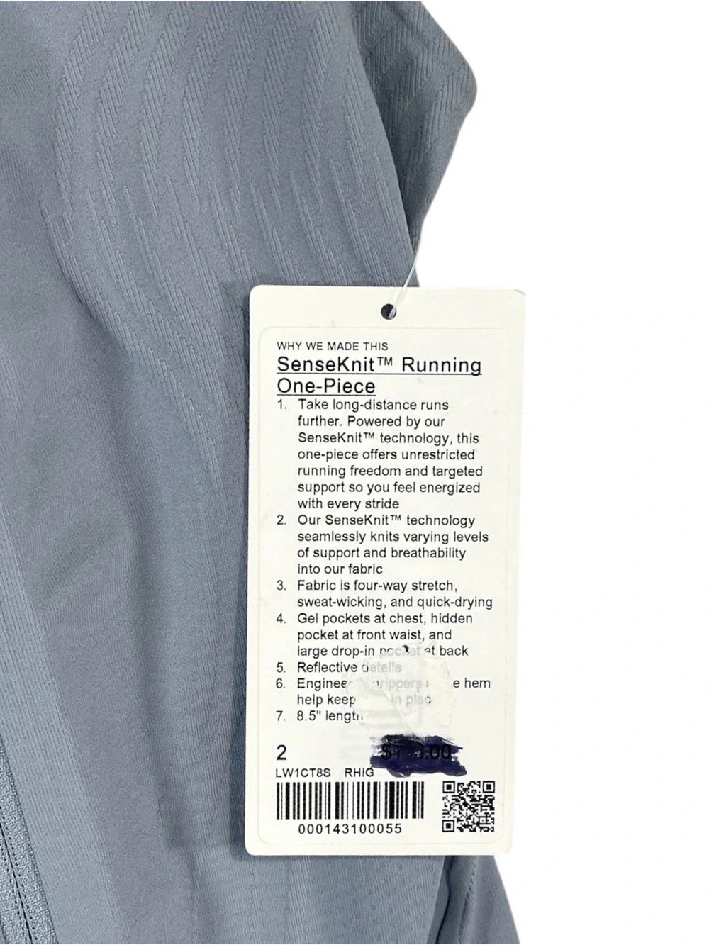 NWT Lululemon SenseKnit Running One-Piece size 2 in Rhino Gray